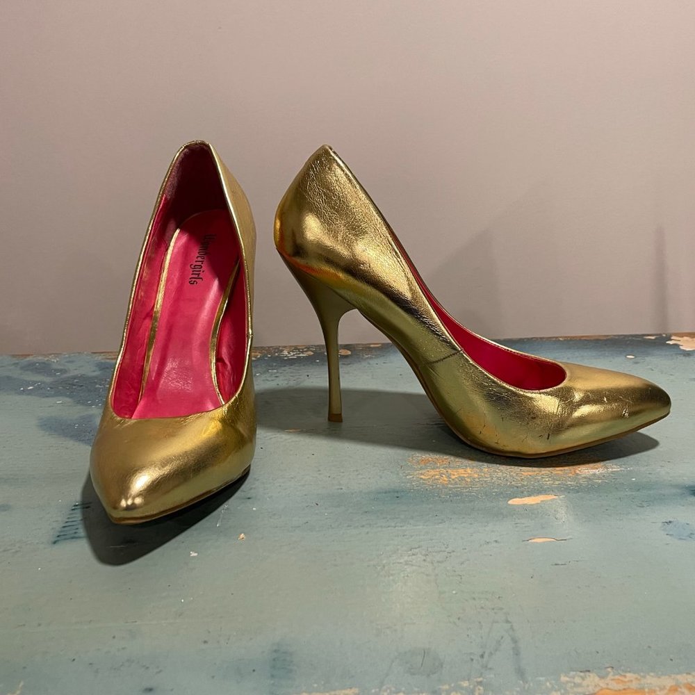 Sexy Gold Wondergirls Stiletto Pumps